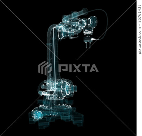 Industrial Robotic Arms Hologram. Interface element Industrial Robotic Arms Hologram. Interface element 86761433