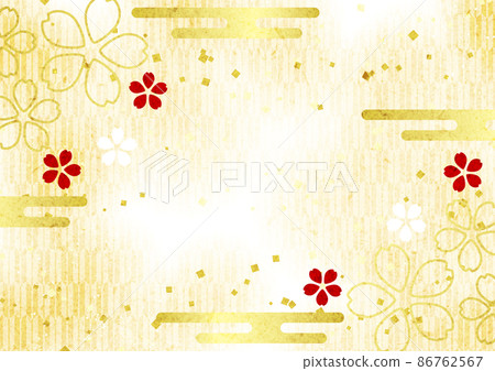 櫻花和雲朵的蓬鬆箭矢在背景中摩擦 86762567