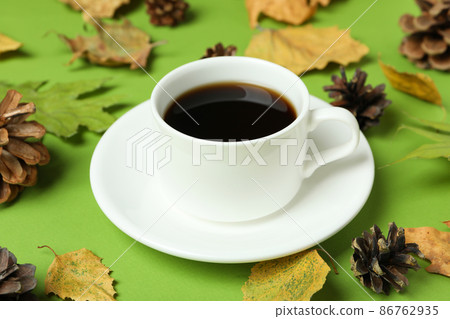 Cozy autumn concept background with coffee drink 86762935