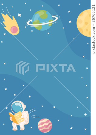 Other space poster of deep space with planets and stars, comets and astronaut in a flat style. Vector illustration Other space poster of deep space with planets and stars, comets and astronaut in a flat style. Vector illustration 86763121