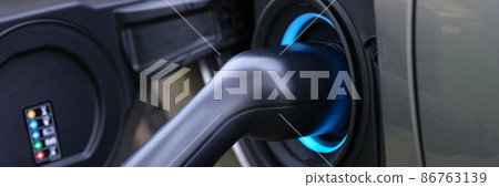 Electromobile charging plug is inserted into vehicle charging socket Electromobile charging plug is inserted into vehicle charging socket 86763139