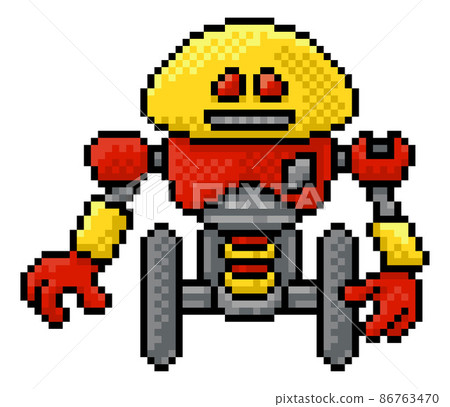 Cute Robot Cartoon Video Game Pixel Art Mascot Cute Robot Cartoon Video Game Pixel Art Mascot 86763470