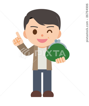 A smiling man with a wallet A smiling man with a wallet 86764906