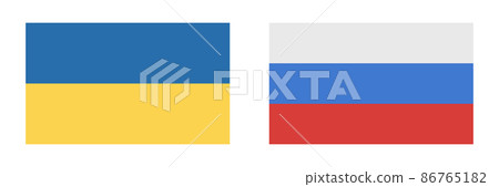 Ukrainian and Russian flags 86765182