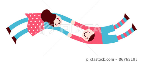 a pair of holding hands, flying happy guy and girl a pair of holding hands, flying happy guy and girl 86765193