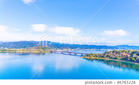 View from Tateyama Temple Lake Hamana and Lake Hamana Bridge 86765226