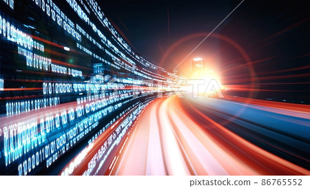 Digital data flow on road in concept of cyber global communication and coding 86765552