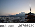 Mt. Fuji from Arakurayama Sengen Park in the evening 86766920
