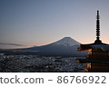 Mt. Fuji from Arakurayama Sengen Park in the evening 86766922