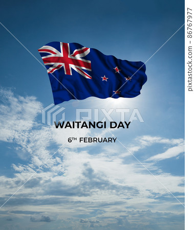 New Zealand Waitangi day card with flag 86767977
