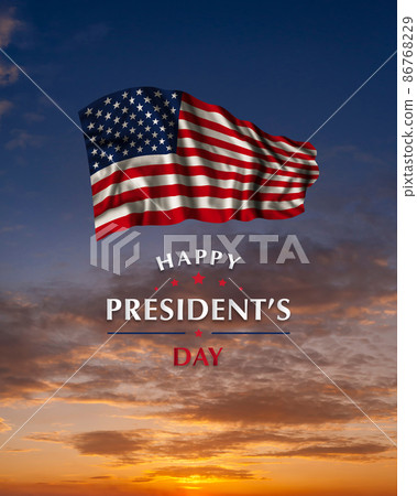 Presidents day greetings card with USA flag Presidents day greetings card with USA flag 86768229