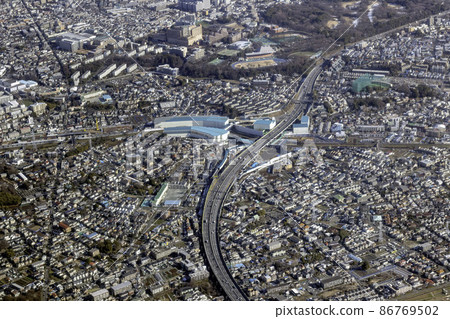 東京外函高速公路上計劃中的東名路口附近的鳥瞰圖 東京外函高速公路上計劃中的東名路口附近的鳥瞰圖 86769502