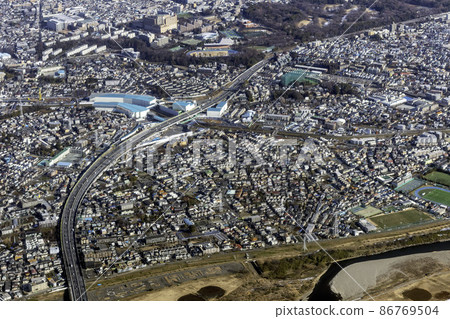 東京外函高速公路上計劃中的東名路口附近的鳥瞰圖 86769504