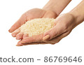raw rice in hands 86769646