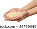 raw rice in hands 86769649