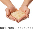 raw rice in hands 86769655