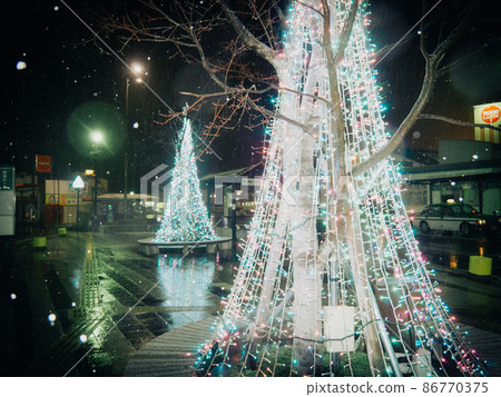 Illuminations in front of Miyako Station in December 86770375