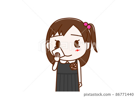 （上身前）被正裝感動，流淚用手帕擦拭的少女 86771440