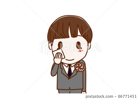 (上身前)被正裝感動流淚用手帕擦拭的男學生 (上身前)被正裝感動流淚用手帕擦拭的男學生 86771451