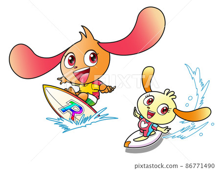 Rabbit, character, surfing, two 86771490