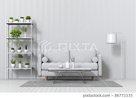 Living room interior in modern style, 3d render with sofa and decorations. Living room interior in modern style, 3d render with sofa and decorations. 86771535