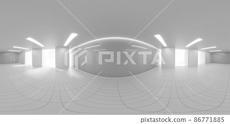 360 degree full panorama environment map of empty white production hall laboratory science lab technology office 3d render illustration hdri hdr vr virtual reality 86771885