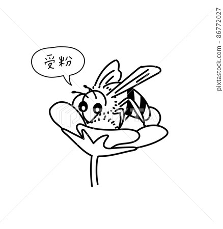 Bee pollination work illustration monochrome black and white 86772027