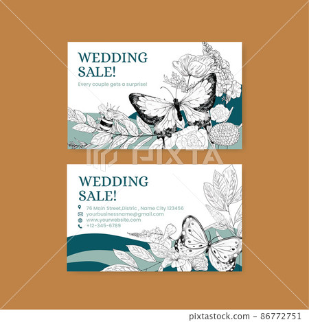 Name card template with spring wild flower... - Stock Illustration ...