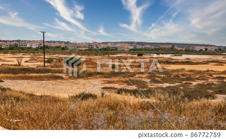 Dry lake Paralimni in Cyprus. Dry lake Paralimni in Cyprus. 86772789