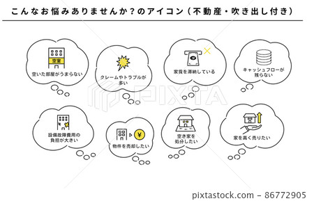 Do you have such a problem? Icon set (real estate), with balloon, vector Do you have such a problem? Icon set (real estate), with balloon, vector 86772905
