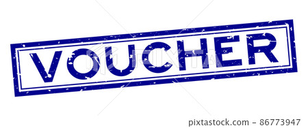 Grunge blue voucher word square rubber seal stamp on white background 86773947