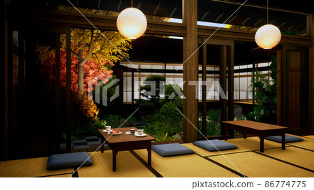 日式咖啡廳/秋季花園 86774775