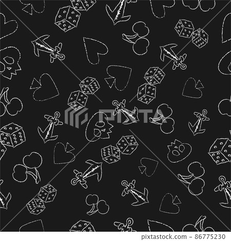 Seamless texture with white elements of cards and fruits Seamless texture with white elements of cards and fruits 86775230
