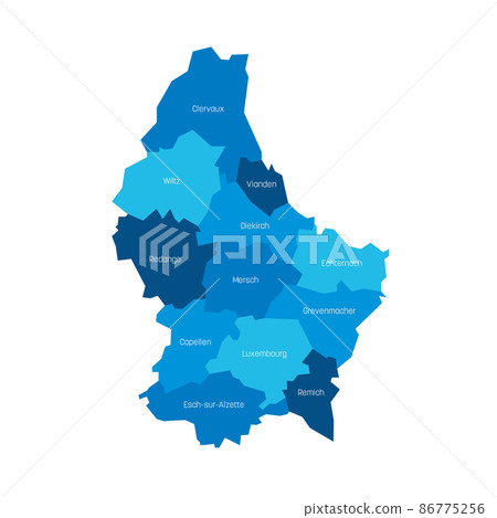 Luxembourg - administrative map of cantons Luxembourg - administrative map of cantons 86775256