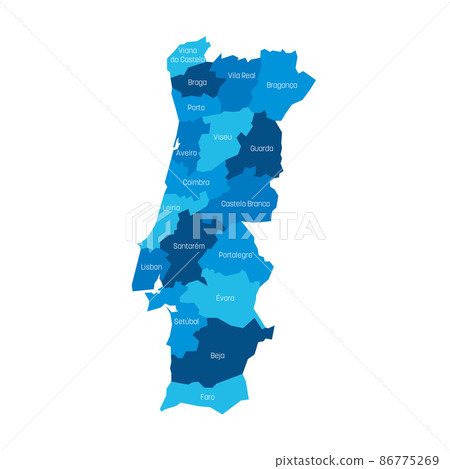 Portugal - administrative map of districts 86775269