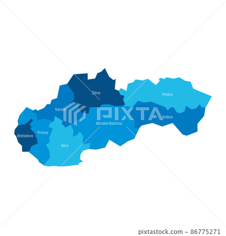 Slovakia - administrative map of regions Slovakia - administrative map of regions 86775271