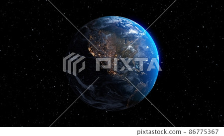 Planet earth with realistic geography surface and orbital 3D cloud atmosphere Planet earth with realistic geography surface and orbital 3D cloud atmosphere 86775367