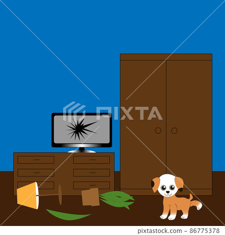 The puppy made a mess of the room. 86775378