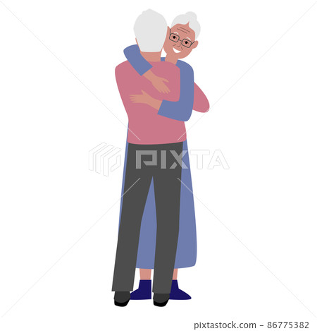 A hug from an elderly couple. A hug from an elderly couple. 86775382