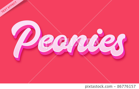 pink flower peonies colorful text effect 86776157