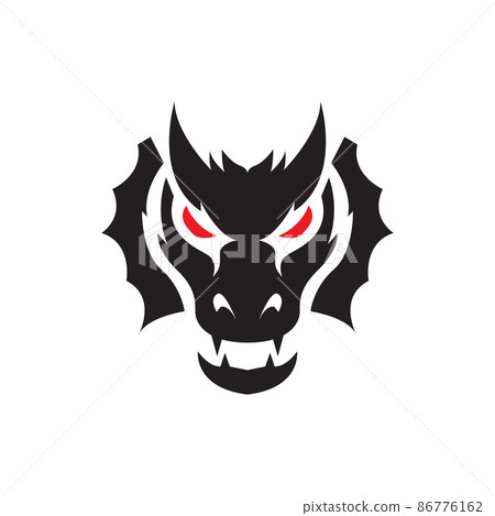 face scare black dragon logo design, vector graphic symbol icon illustration creative idea 86776162