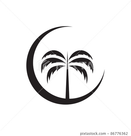 crescent with coconut tree logo design, vector graphic symbol icon illustration creative idea 86776362