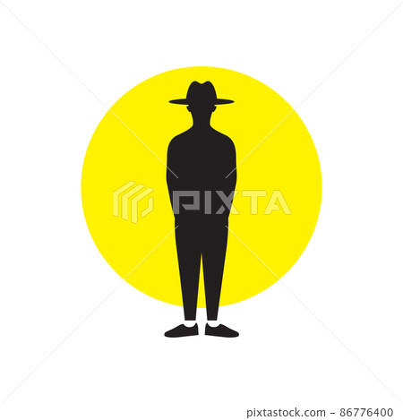 silhouette young man with round hat logo design vector graphic symbol icon illustration creative idea 86776400
