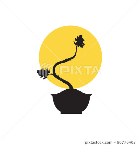 silhouette tree bonsai with pot logo design vector graphic symbol icon illustration creative idea 86776402