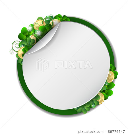 St. Patricks Day banner with clover leaves and golden coins 86776547