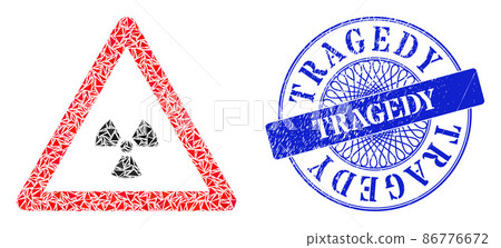 Scratched Tragedy Stamp and Triangle Radioactivity Warning Mosaic Scratched Tragedy Stamp and Triangle Radioactivity Warning Mosaic 86776672