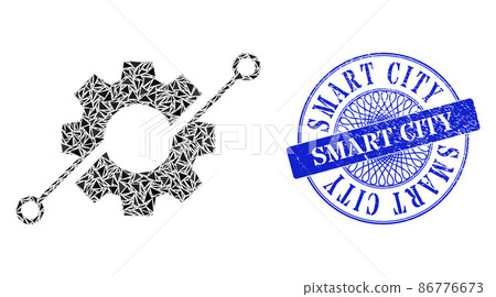 Rubber Smart City Badge and Triangle Smart Gear Mosaic Rubber Smart City Badge and Triangle Smart Gear Mosaic 86776673