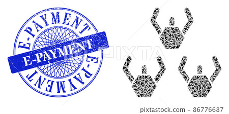 Rubber E-Payment Stamp and Triangle Microrobots Mosaic 86776687