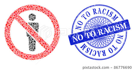 Scratched No to Racism Seal and Triangle Forbidden Man Figure Mosaic 86776690