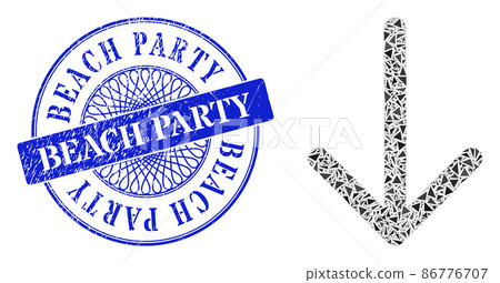 Scratched Beach Party Stamp Seal and Triangle Arrow Down Mosaic Scratched Beach Party Stamp Seal and Triangle Arrow Down Mosaic 86776707